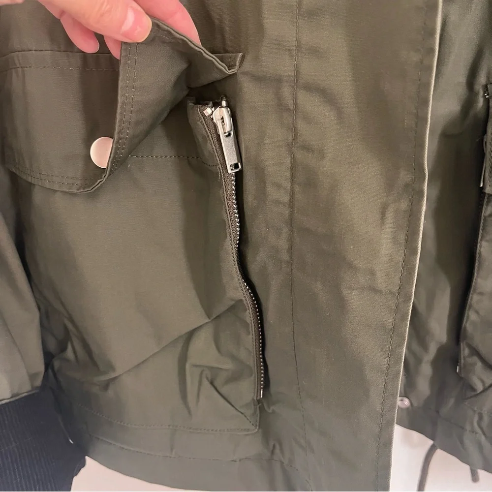 Zara Khaki Green Contrast Cuffs Jacket Sz M NWOT - Picture 7 of 12